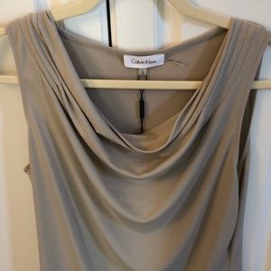 NWT Calvin Klein sleeveless Khaki shell , small